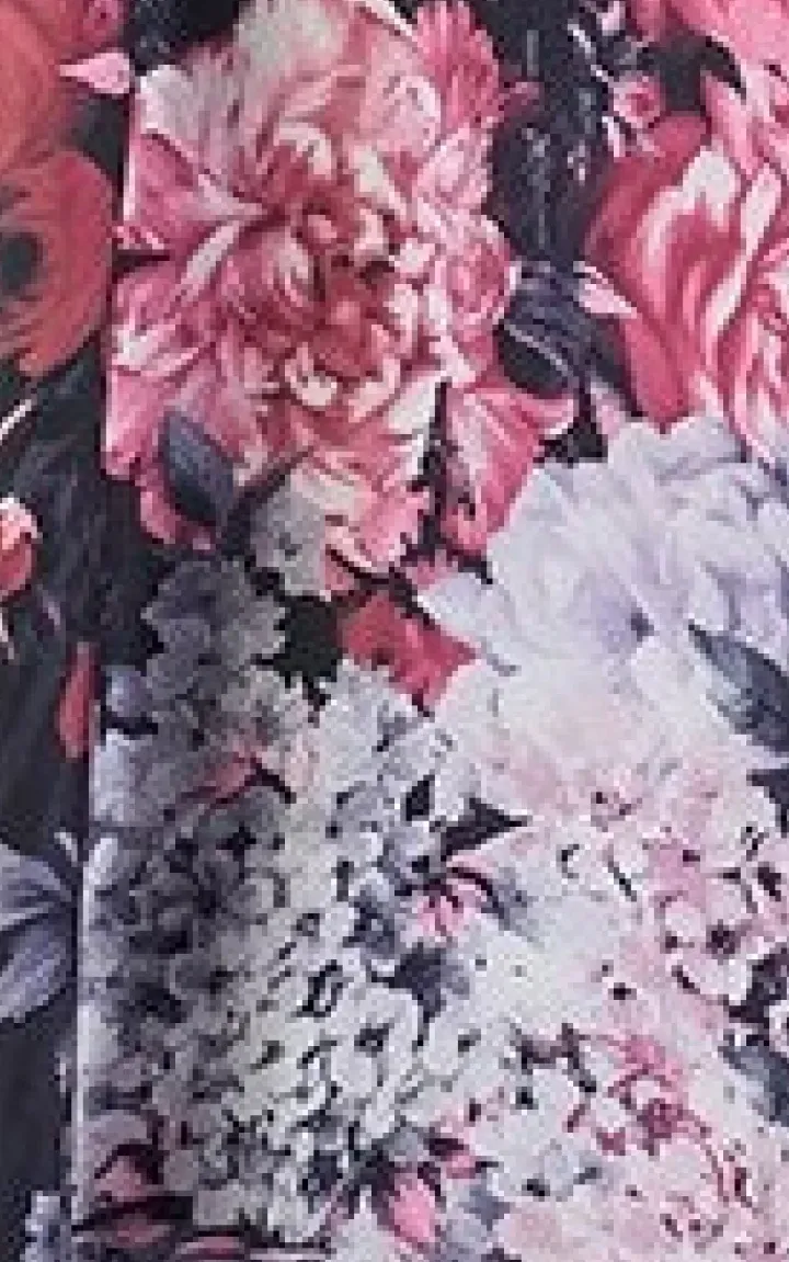 Animal Floral Print Satin 36" Chemise and 40" Wrap Set GL2785