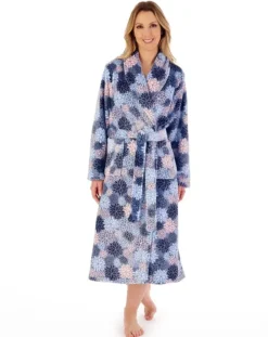 Bold Floral Flannel Fleece 46" Wrap Housecoat HC02313