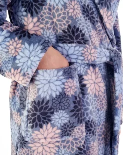 Bold Floral Flannel Fleece 46" Wrap Housecoat HC02313