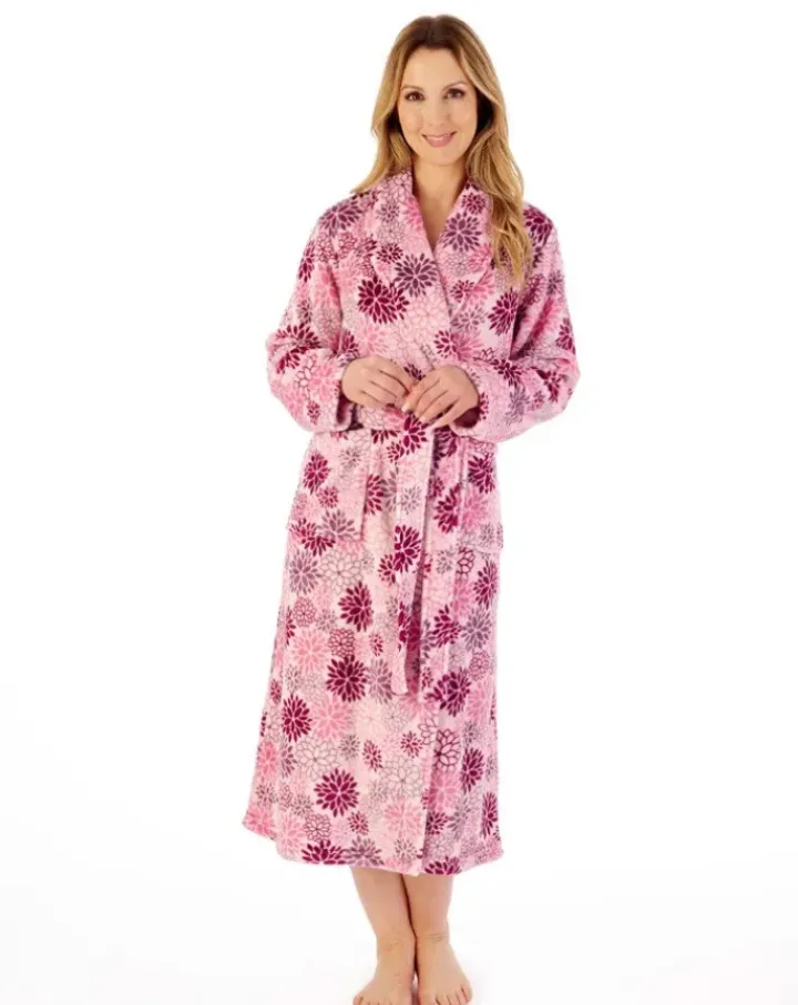 Bold Floral Flannel Fleece 46" Wrap Housecoat HC02313