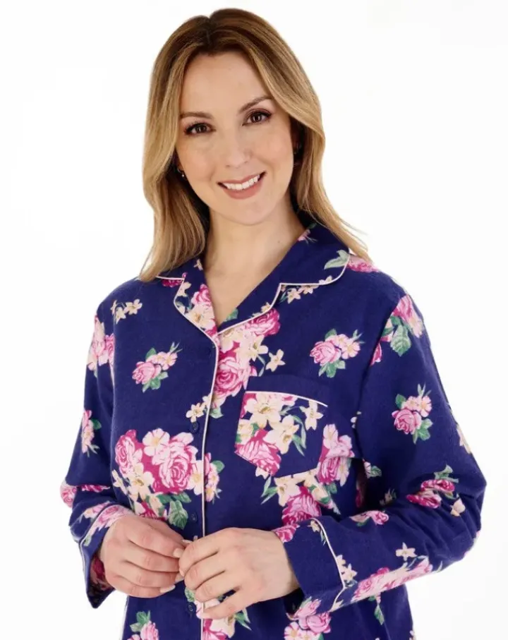 Bold Floral Flannel & Interlock 38" Woven Nightshirt NS88205