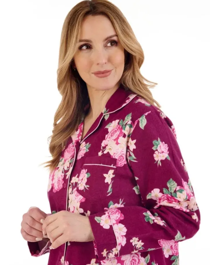 Bold Floral Flannel & Interlock 38" Woven Nightshirt NS88205