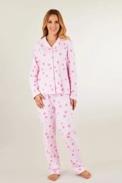 Carnation Print Interlock Button Through Jersey Pyjama PJ8113