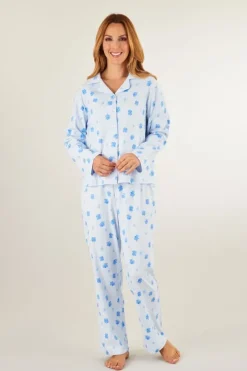 Carnation Print Interlock Button Through Jersey Pyjama PJ8113