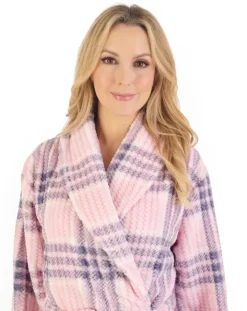 Check Print Waffle 46" Shawl Collar Wrap HC06332