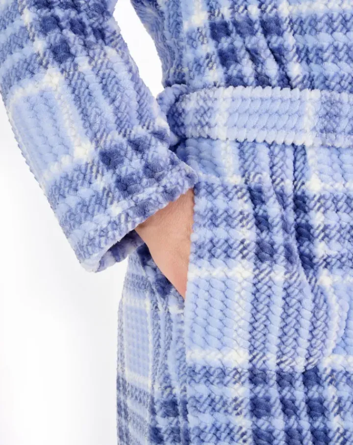 Check Print Waffle 46" Shawl Collar Wrap HC06332