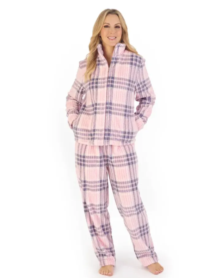 Check Print Waffle Zip Through Pyjama PJ06330