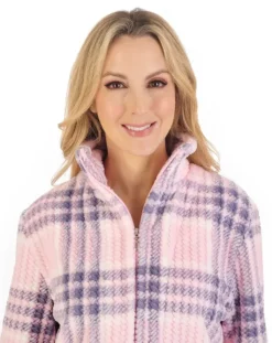 Check Print Waffle Zip Through Pyjama PJ06330