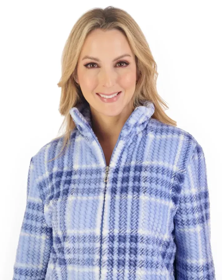 Check Print Waffle Zip Through Pyjama PJ06330