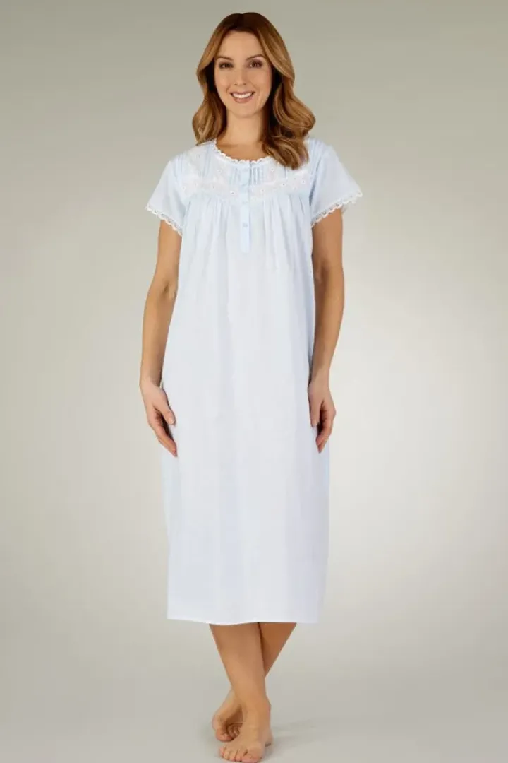Classic Oval Embroidered Lace 45" Woven Nightdress ND3260