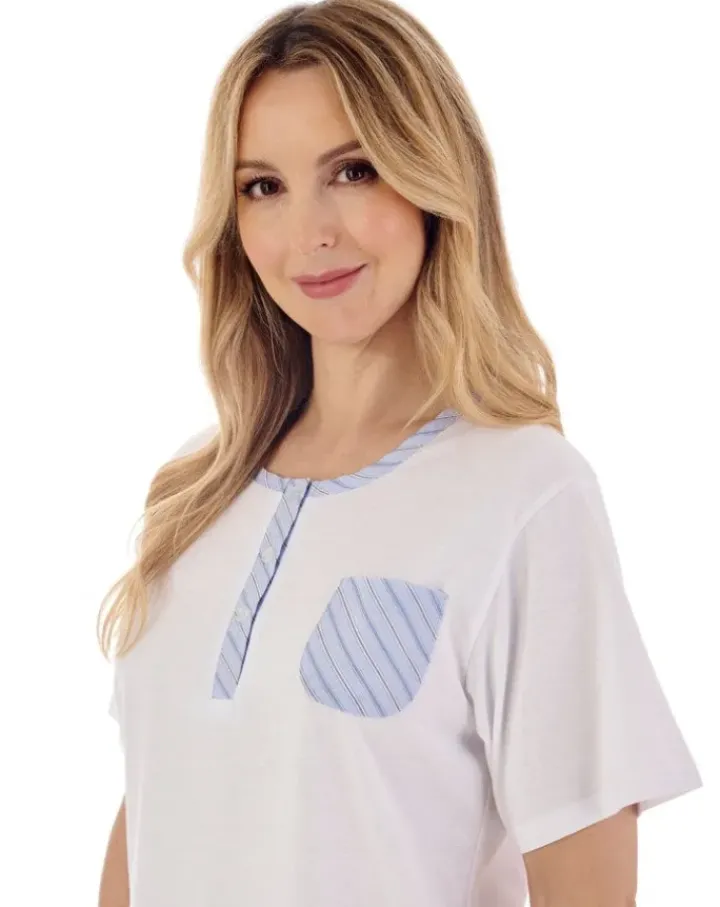 Classic Stripe Seersucker Woven Cropped Pyjama PJ01223