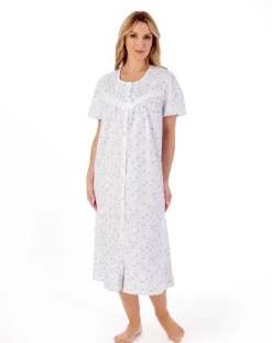 Ditsy Floral Print 46" Button Through Woven Nightdress ND01208