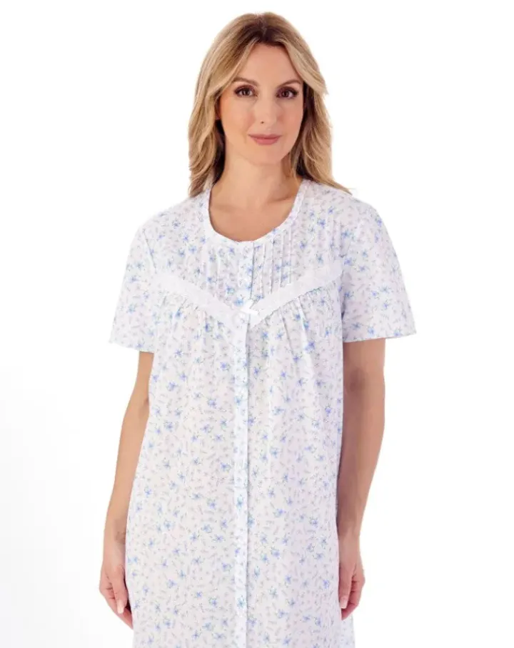 Ditsy Floral Print 46" Button Through Woven Nightdress ND01208