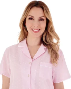 Dobby Dot Button Through Tailored Woven Pyjama PJ77234