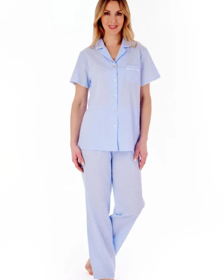 Dobby Dot Button Through Tailored Woven Pyjama PJ77234