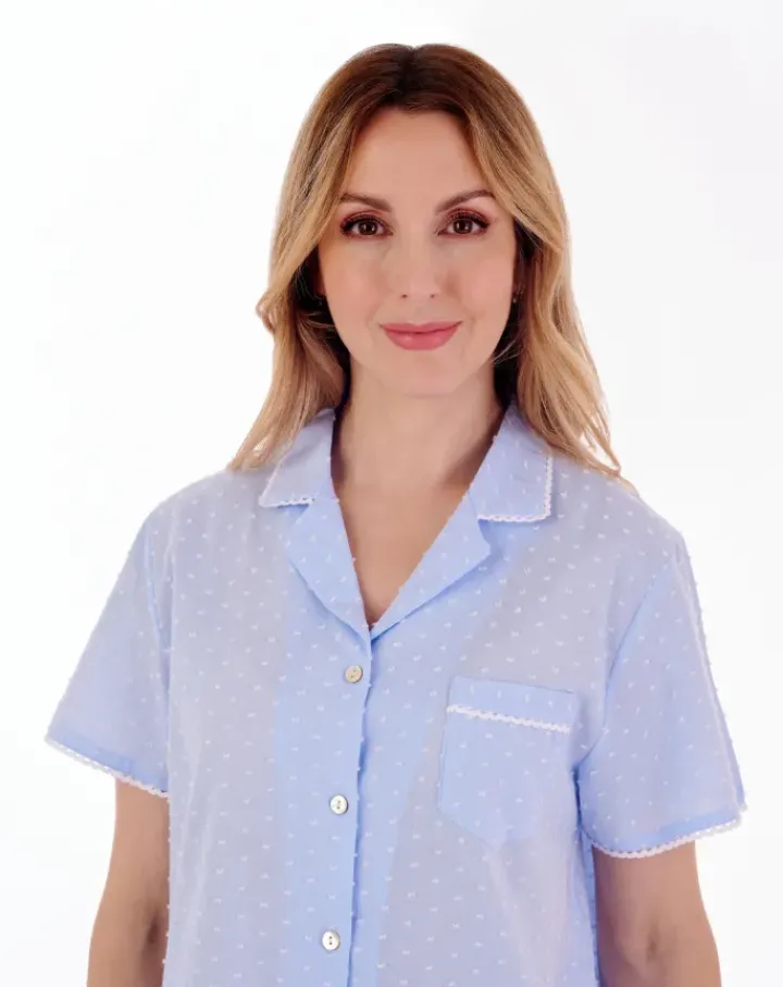 Dobby Dot Button Through Tailored Woven Pyjama PJ77234
