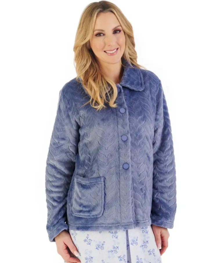 Embossed Pattern Fleece 25" Bedjacket BJ06315