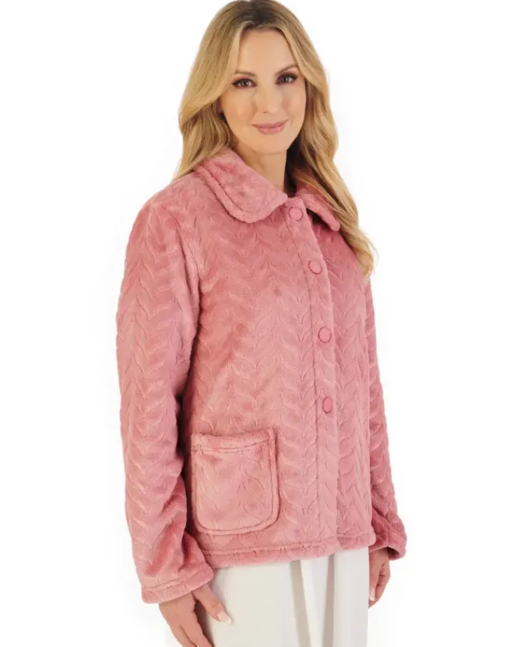 Embossed Pattern Fleece 25" Bedjacket BJ06315