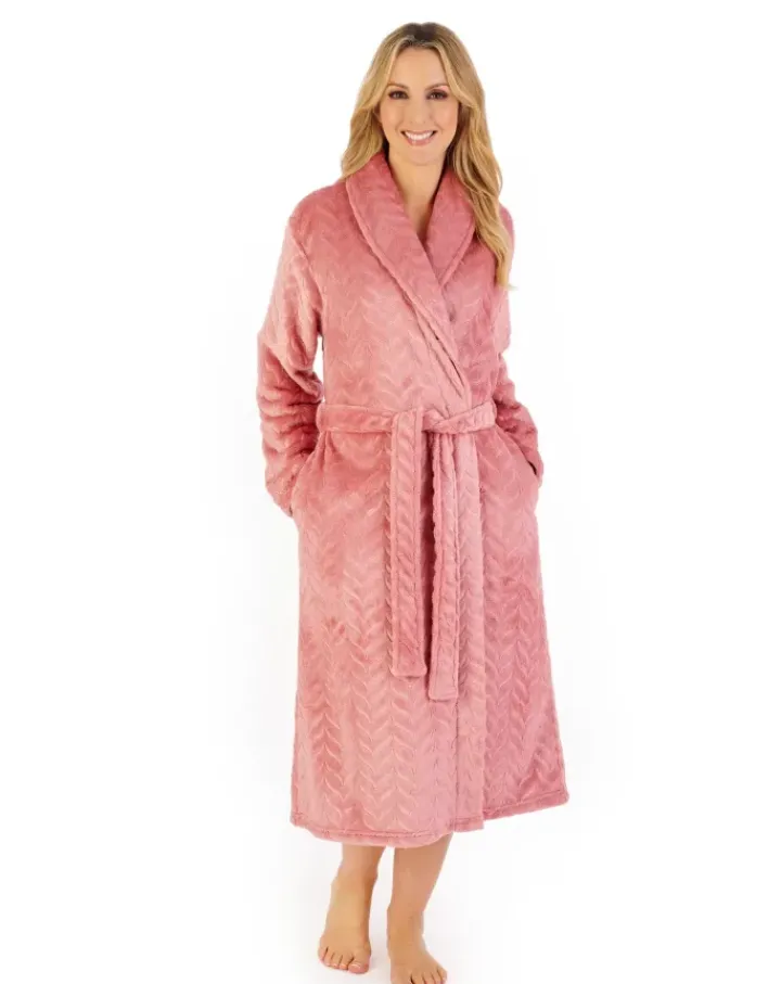 Embossed Pattern Fleece 46" Shawl Collar Wrap HC06318