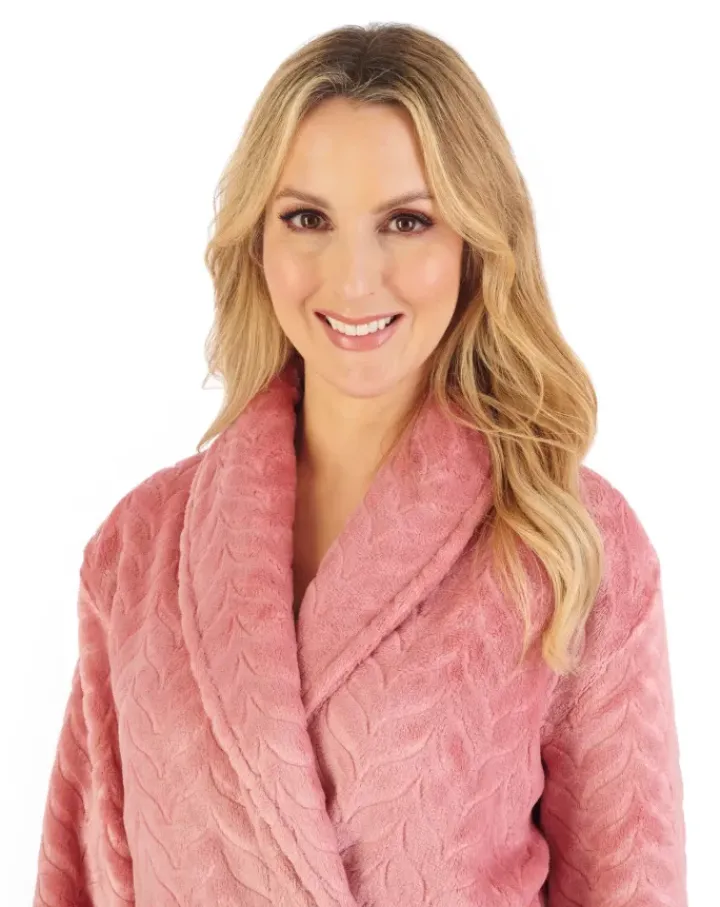 Embossed Pattern Fleece 46" Shawl Collar Wrap HC06318