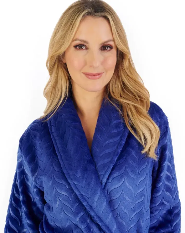 Embossed Pattern Fleece 46" Shawl Collar Wrap HC06318