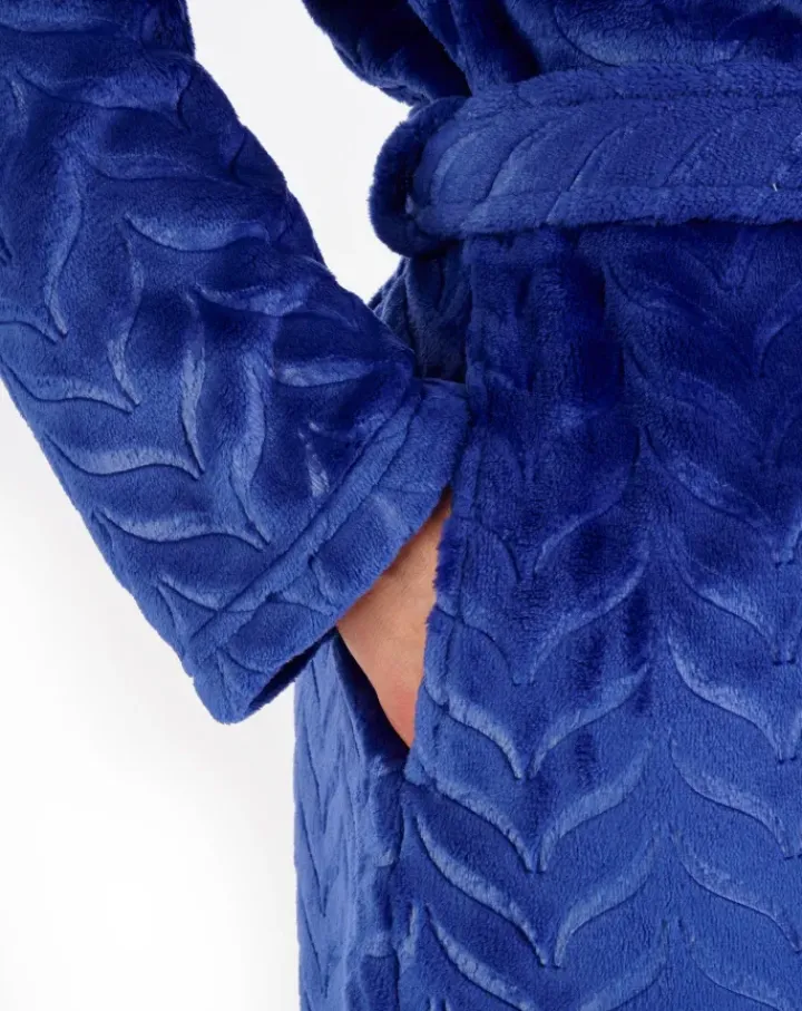 Embossed Pattern Fleece 46" Shawl Collar Wrap HC06318