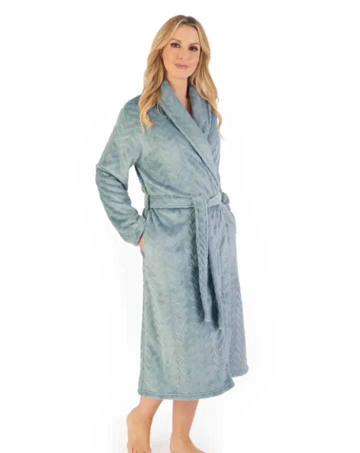 Embossed Pattern Fleece 46" Shawl Collar Wrap HC06318
