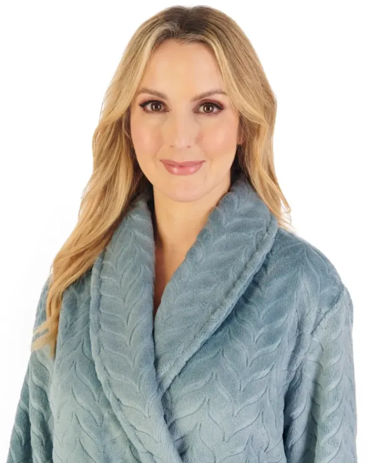 Embossed Pattern Fleece 46" Shawl Collar Wrap HC06318