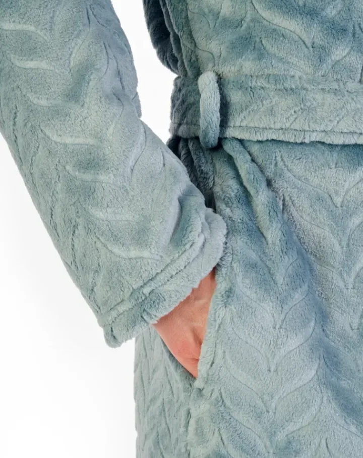 Embossed Pattern Fleece 46" Shawl Collar Wrap HC06318