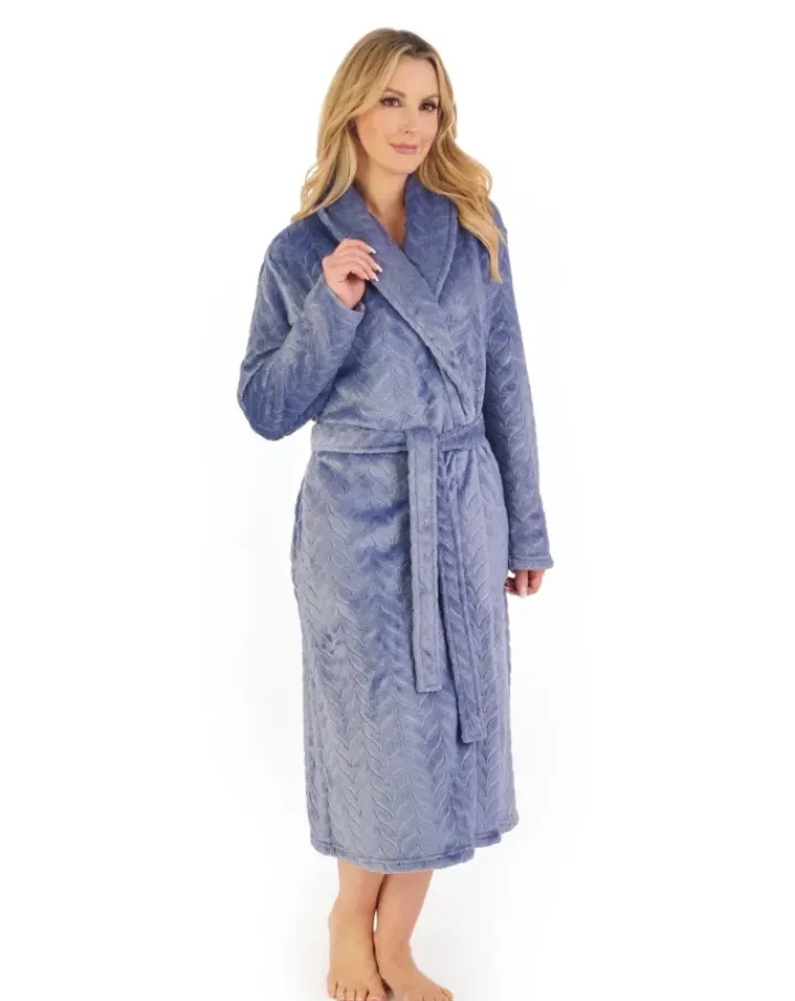 Embossed Pattern Fleece 46" Shawl Collar Wrap HC06318