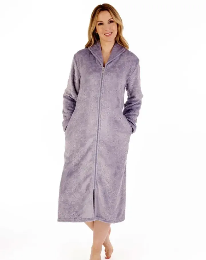 Embossed Pattern 46" Zip Through Housecoat HC88332