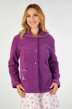 Embroidered Boucle Fleece 25" Bedjacket BJ2325