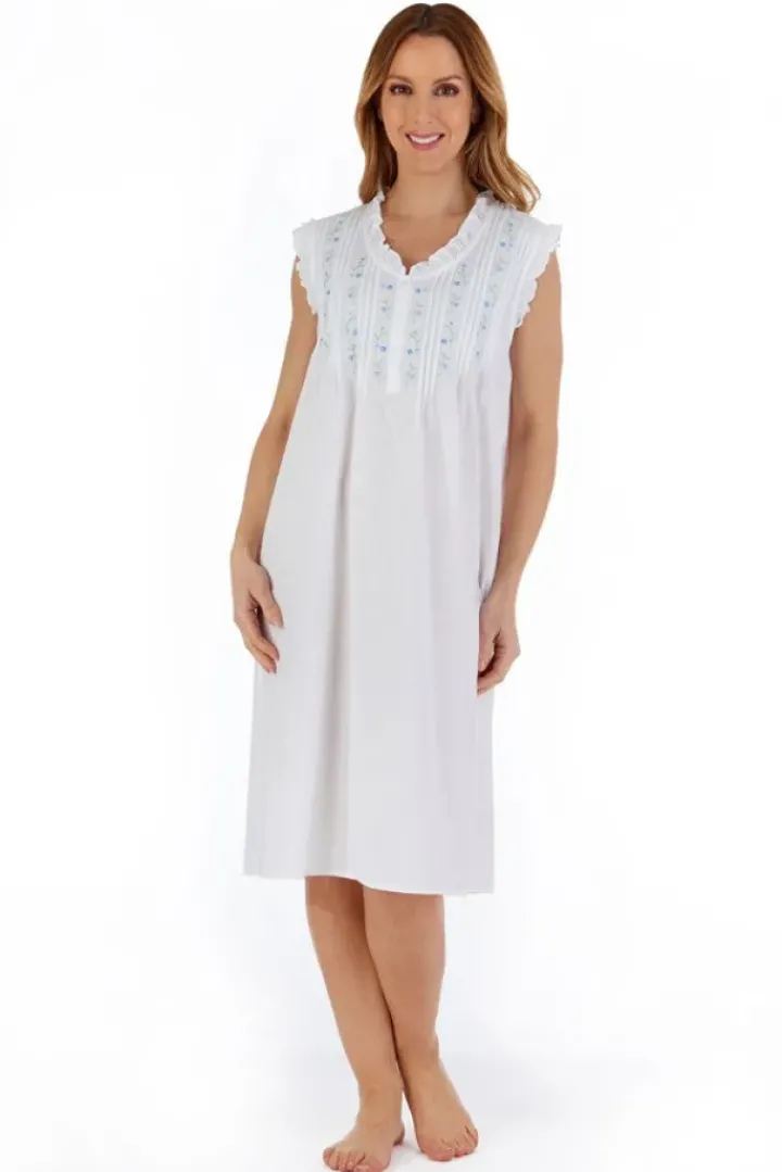 Embroidered Pintuck and Ruffle 42" Woven Nightdress ND55250