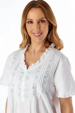Embroidered Pintuck and Ruffle 42" Woven Nightdress ND55251