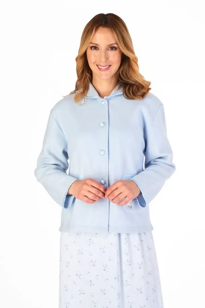 Embroidered Polar Fleece Collar Style Bed Jacket BJ44601