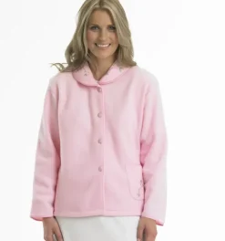 Embroidered Polar Fleece Collar Style Bed Jacket BJ44601