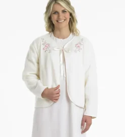 Embroidered Polar Fleece Ribbon Tie Bed Jacket BJ44600