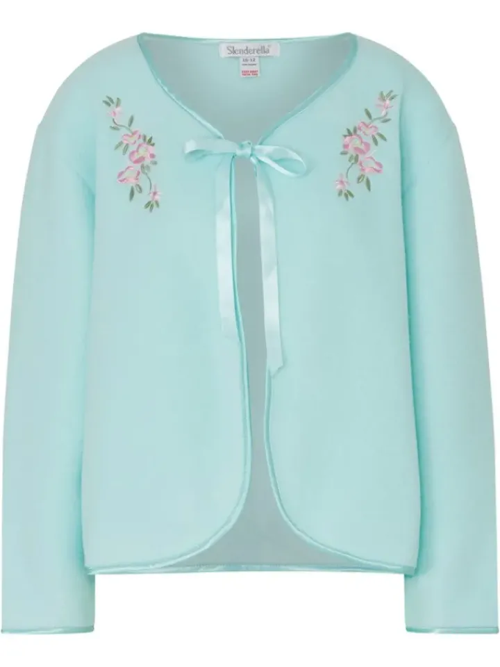 Embroidered Polar Fleece Ribbon Tie Bed Jacket BJ44600