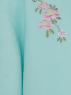 Embroidered Polar Fleece Ribbon Tie Bed Jacket BJ44600
