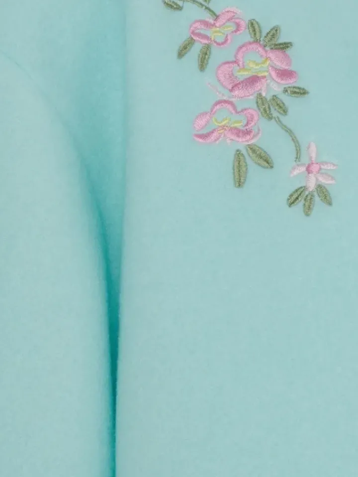 Embroidered Polar Fleece Ribbon Tie Bed Jacket BJ44600
