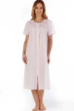 Embroidered Yoke 45" Button Through Woven Nightdress ND55202