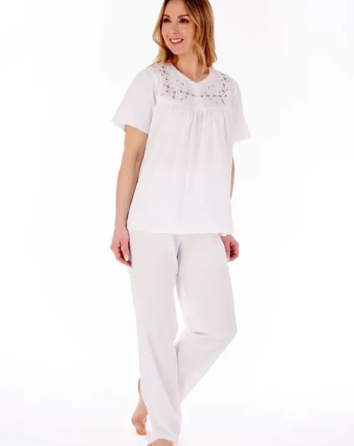 Embroidered Yoke Woven Pyjama Set PJ3271