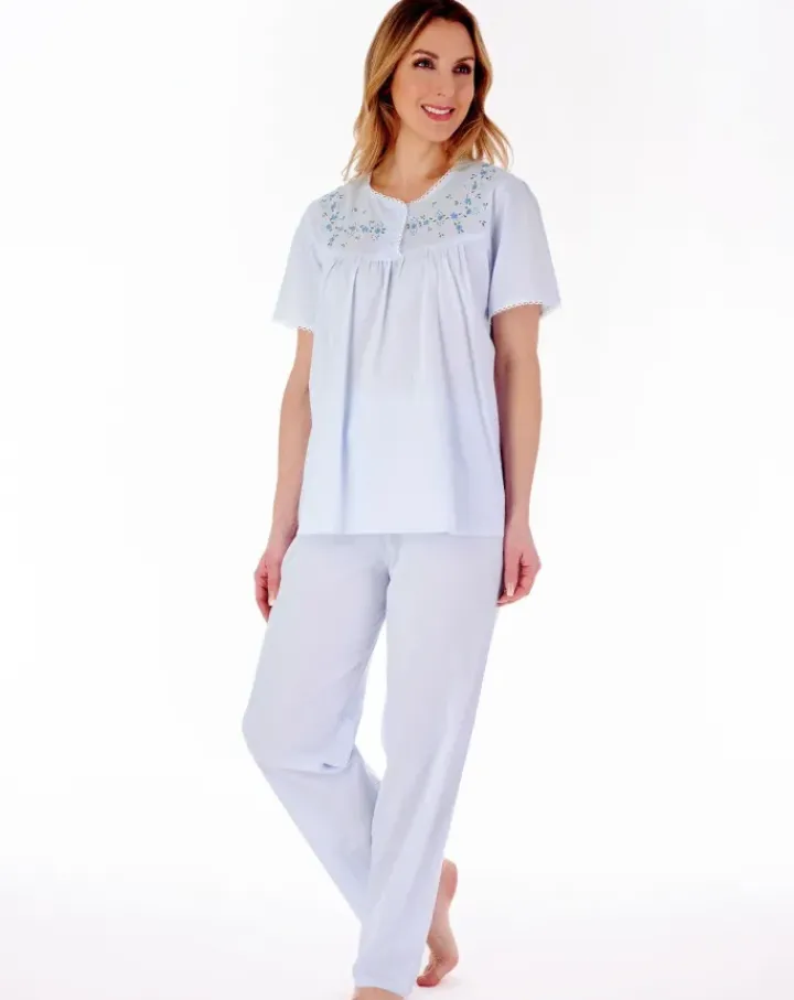 Embroidered Yoke Woven Pyjama Set PJ3271