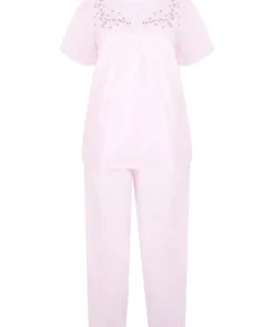 Embroidered Yoke Woven Pyjama Set PJ3271
