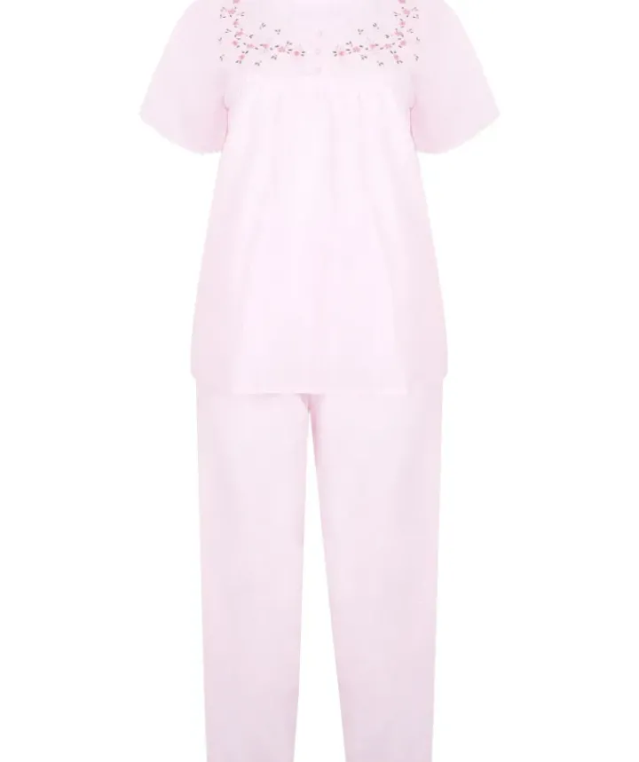 Embroidered Yoke Woven Pyjama Set PJ3271