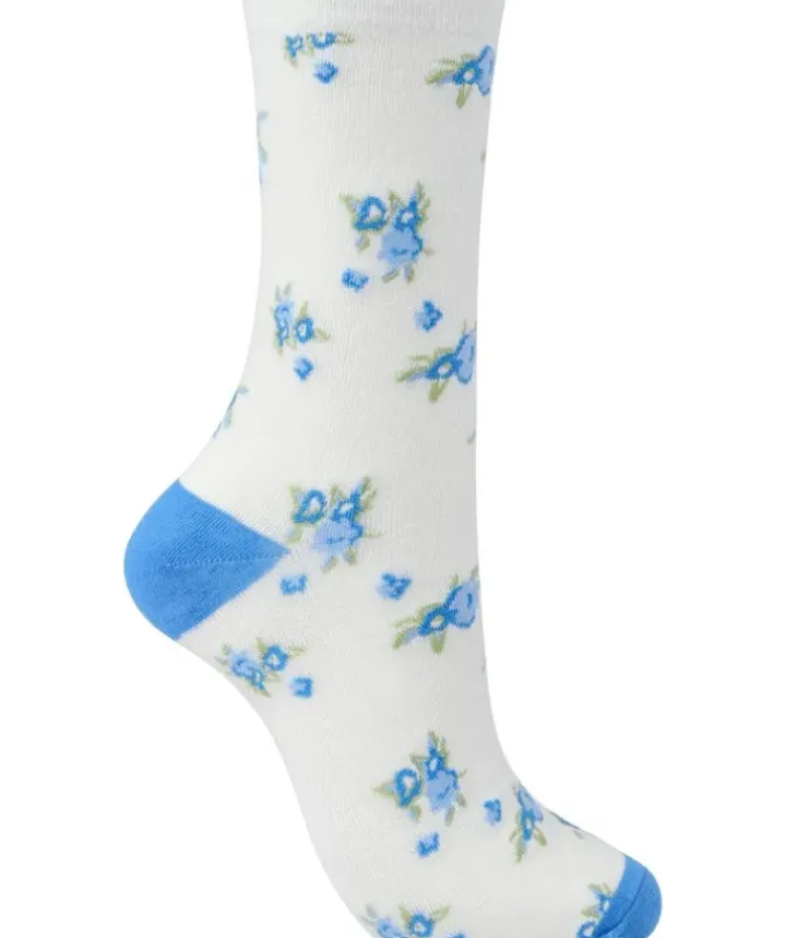 Floral and Solid Colour Sock (2 Pair Pack) LS176