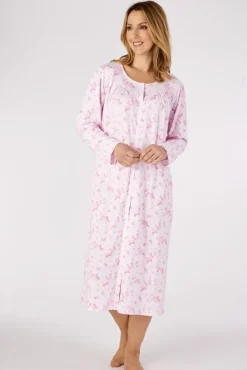 Floral 45" Button Through Jersey Nightdress ND4117