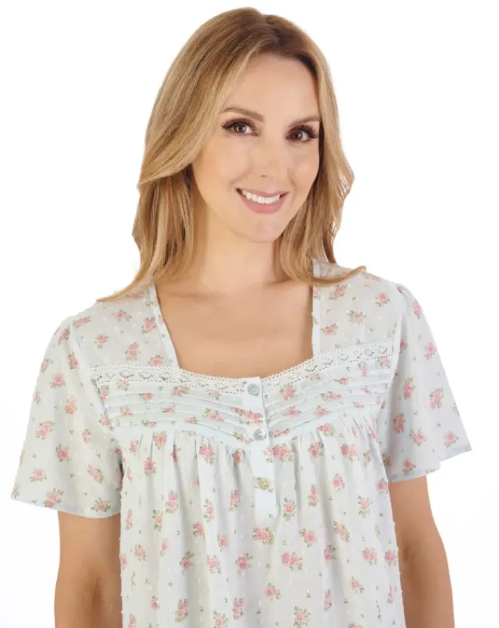 Floral Dobby Spot 42" Woven Nightdress ND05211