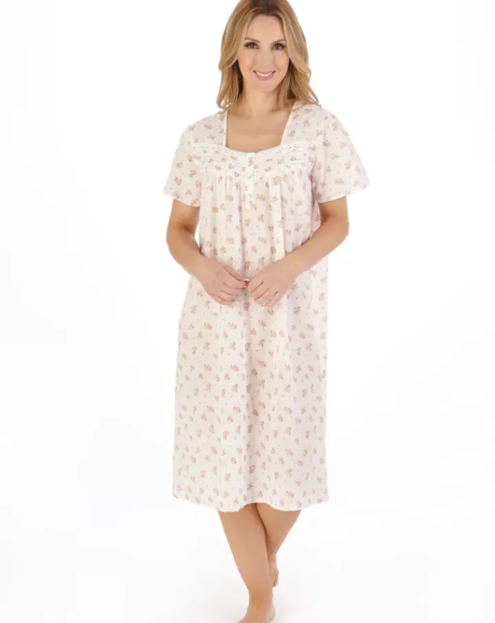 Floral Dobby Spot 42" Woven Nightdress ND05211