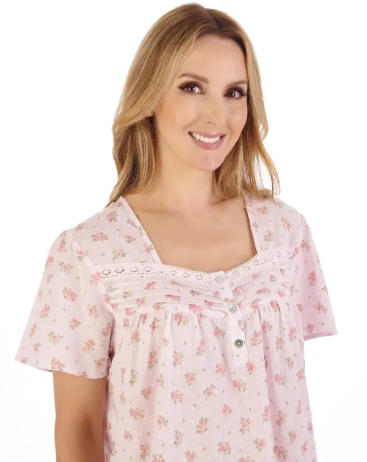 Floral Dobby Spot 42" Woven Nightdress ND05211
